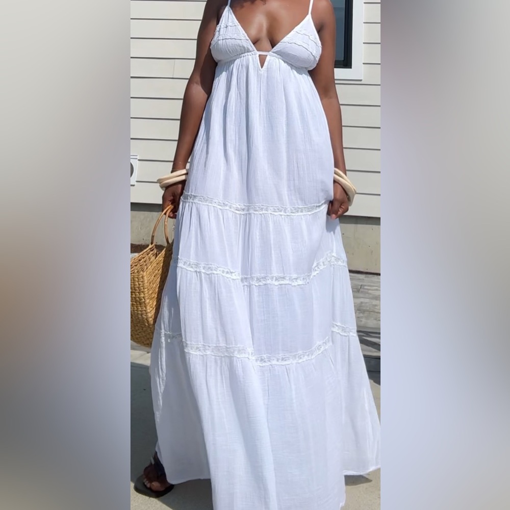 Zara embroidered gauz midi dress. REF. 0881/343